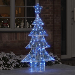 Árvore de natal com 160 leds azul 150 cm acrílo