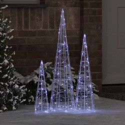Árvore de natal 3 unid. branco frio 20 x 20 x 80 cm acrílo
