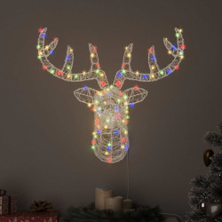 Cabeça de rena com 140 leds colorido 68 x 36,5 x 62,5 cm acrílo