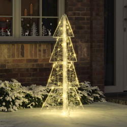 Árvore de natal com 100 leds branco quente 120 cm acrílo
