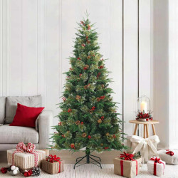 Árvore de natal articulada artificial com suporte verde 210 cm