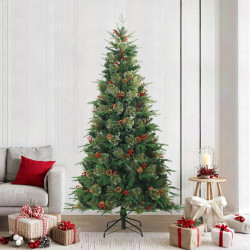 Árvore de natal articulada artificial com suporte verde 240 cm