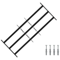 Grelha de janela 116 x 45 cm aço revestido a pó preto