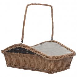 286989  Firewood Basket with Handle 61,5x46,5x58 cm Brown Willow - Imagen 1