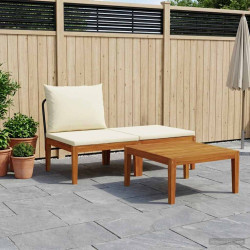 3 Unid. conjunto de lounge de jardim com almofadas natural