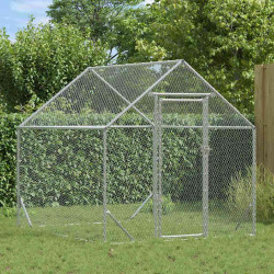 Gaiola para galinhas prateado 200 x 170 x 177 cm