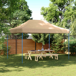 Tenda de festa bege 279 x 410 x 315 cm tecido oxford