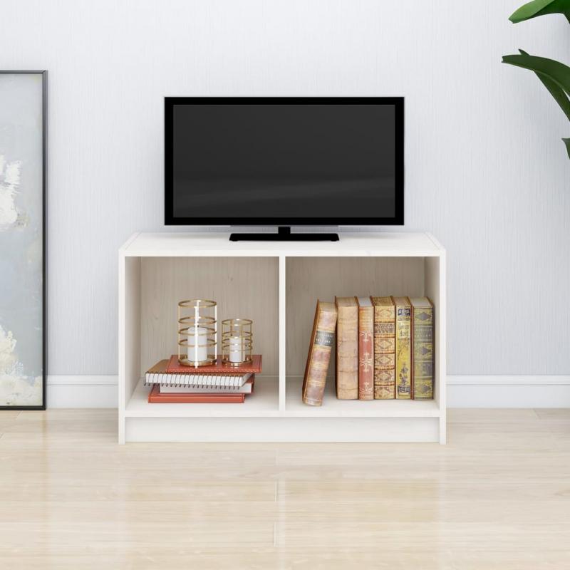 Móvel de TV 70x33x42 cm madeira de pinho maciça branco - Imagen 1