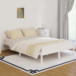 810431  Bed Frame Solid Wood Pine 140x200 cm White - Imagen 1