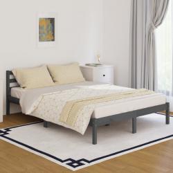 810432  Bed Frame Solid Wood Pine 140x200 cm Grey - Imagen 1
