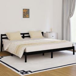 810454  Bed Frame Solid Wood Pine 200x200 cm Black - Imagen 1