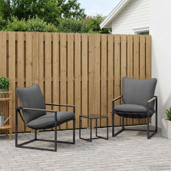 Conjunto de sofá de jardim 3 unid. preto e anthracite aço