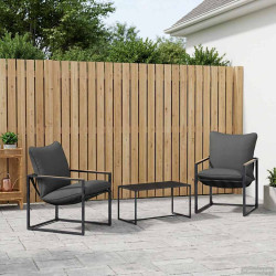 Conjunto de sofá de jardim 3 unid. preto e anthracite aço