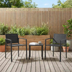 Cadeiras de jardim 2 unid. preto e anthracite tecido textileno
