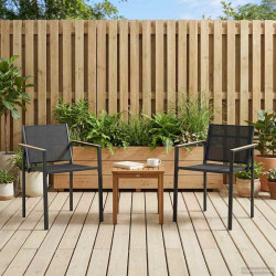 Cadeiras de jardim 2 unid. preto e anthracite tecido textileno