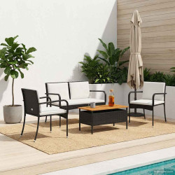 Conjunto para jardim preto vime PE