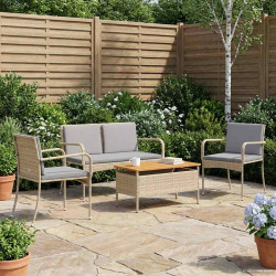 Conjunto para jardim bege vime PE