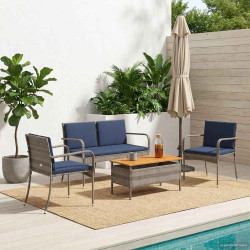 Conjunto para jardim cinzento vime PE