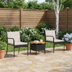 Conjunto para jardim preto vime PE