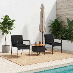 Conjunto para jardim preto vime PE