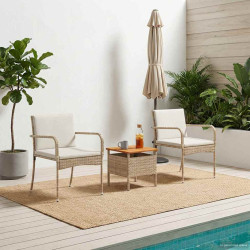 Conjunto para jardim bege vime PE