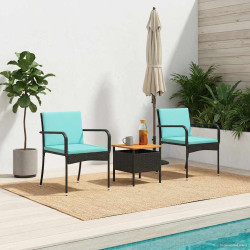 Conjunto para jardim preto vime PE