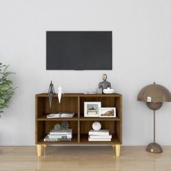 Móvel TV pernas madeira maciça 69,5x30x50 cm carvalho castanho - Imagen 1