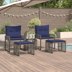 Conjunto de móveis para exterior 11 unid. cinza e azul marinho