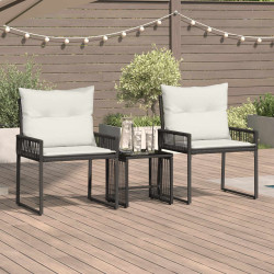 Conjunto de móveis para exterior 7 unid. preto e branco creme
