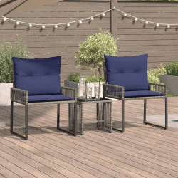 Conjunto de móveis para exterior 7 unid. cinza e azul marinho