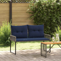 Banco de exterior com almofada cinza e marinho 118 x 55 x 82 cm