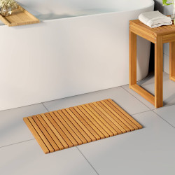 Tapete de banho castanho 60 x 40 cm madeira sólida de acácia
