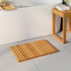 Tapete de banho castanho 60 x 40 cm madeira sólida de acácia