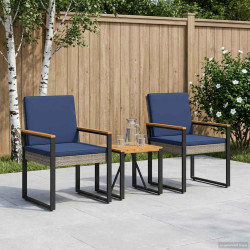 Conjunto de móveis para exterior 3 unid. cinza e azul marinho