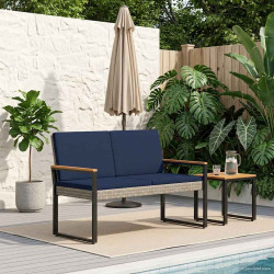 Banco de exterior cinza e azul marinho 107 x 61 x 80 cm vime PE