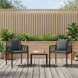 Conjunto de móveis para exterior 3 unid. cinza e cinza escuro