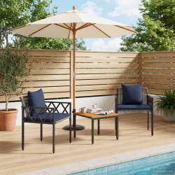 Conjunto de móveis para exterior 3 unid. cinza e azul marinho