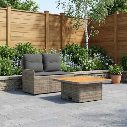 Sofá de jardim com braço e mesa levantável 2 peça rattan de PE