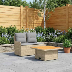 Sofá de jardim com braço e mesa levantável 2 peça rattan de PE