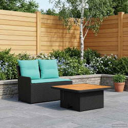 Sofá de jardim com braço e mesa levantável 2 peça rattan de PE