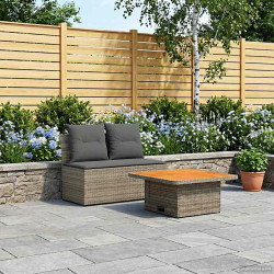 2 Peça sofá do meio para jardim com mesa elevatória vime PE