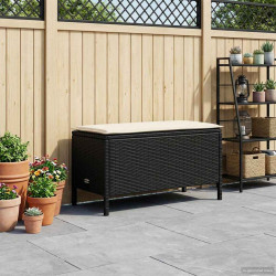 Pufe de jardim preto e creme 80 x 38 x 45 cm rattan de PE