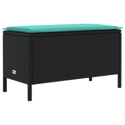 Pufe de jardim preto e turquesa 80 x 38 x 42 cm rattan de PE