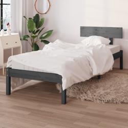 Estrutura de cama solteiro UK 90x190 cm pinho maciço cinza - Imagen 1