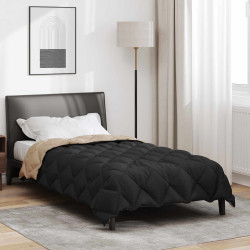 Edredom de inverno 135 x 200 cm 450 gsm preto e taupe