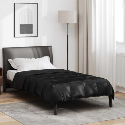 Edredom de verão simples preto 140 x 220 cm cetim e microfibra