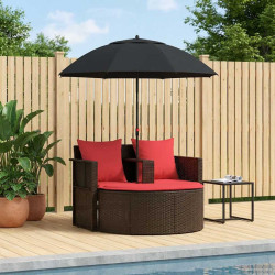 Sofá de jardim marrom e vermelho 168 x 168 x 180 cm vime PE