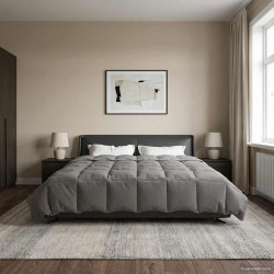 Edredom de verão simples cinzento-claro 220 x 260 cm microfibra