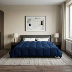Edredom de verão simples azul escuro 200 x 240 cm microfibra