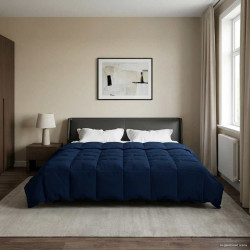 Edredom de verão simples azul escuro 200 x 220 cm microfibra